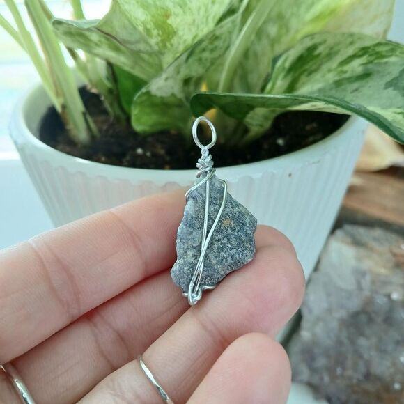 Wire Wrapped Blue Aventurine Gemstone Pendant 1.5" - Picture 4 of 4